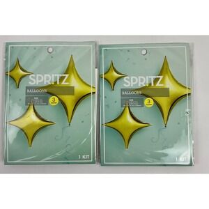 2 Packs of 3 Gold Star Balloons Kit Party Decorations Bundle‎ 16" 24" 36"